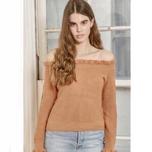 Lulus NWT Staying Stylish Off-The-Shoulder Knit Terra Cotta Sweater M